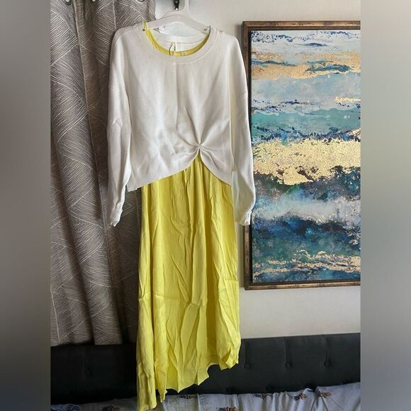 anthropologie sweater Beige And Maxi Dress Yellow Size Large  Set NWT - Picture 4 of 16
